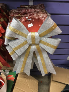 Medium Glitter Bow - Silver with Gold