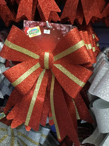 Large Glitter Bow - Red with Gold