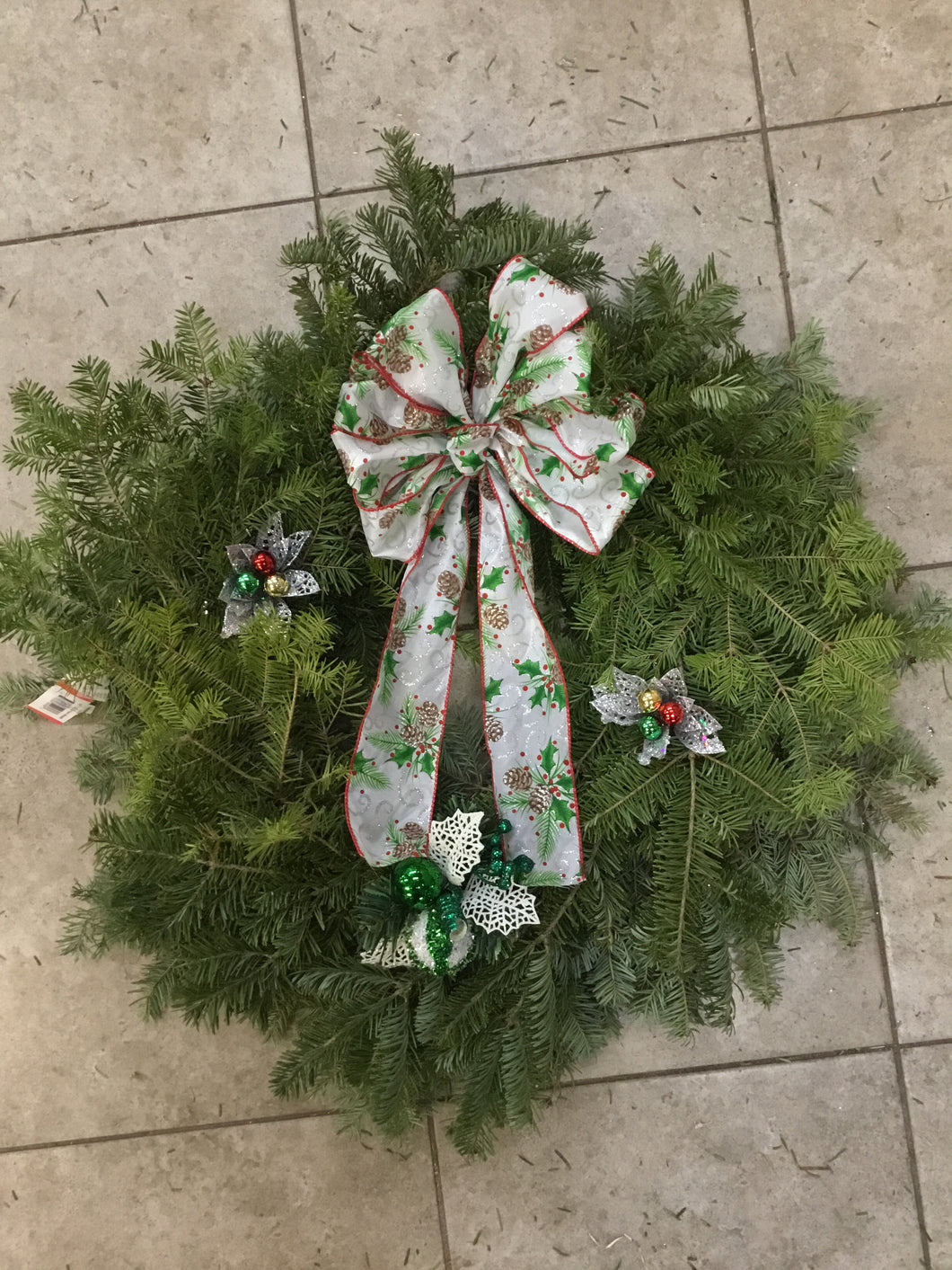 12 Inch Wreath with Holly Bow